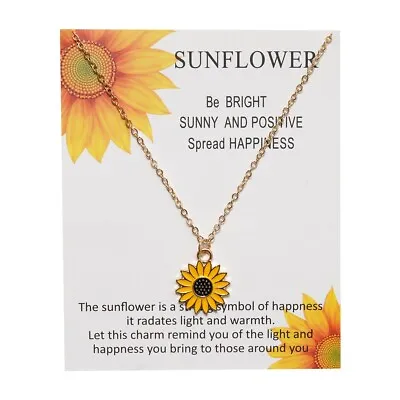 Sunflower Friendship Family Motivation Necklace With Message Card Gift Present • £3.99