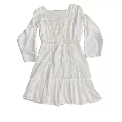 Melissa Odabash Womens Mini Dress White Front Button Embroidered Details READ • $17.10