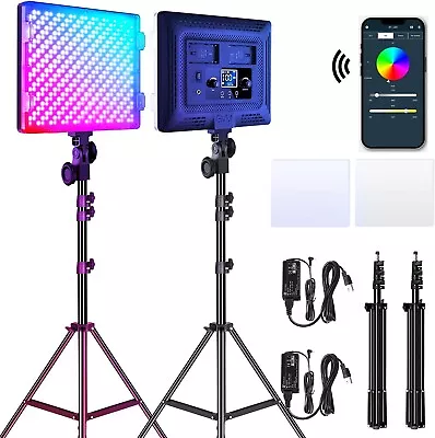 GVM RGB LED Video Lights Photography Lighting Kit 50W Bi-Color 3200K-5600K S... • $187.73