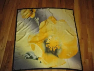 Nicole Miller Yellow Black Floral 100% Silk Square Scarf 34  • $21.99