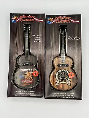 Country Classics Musical & Lighted Guitar Ornaments Lot Of 2  • $44.25