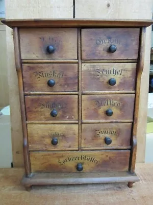 9 Drawer Antique German Spice Cabinet Cupboard Chest Apothecary Primitive Box • $174.97