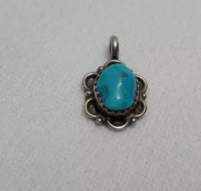 Vintage Navajo Sterling Silver Turquoise Necklace Pendant Riggs • $21.87