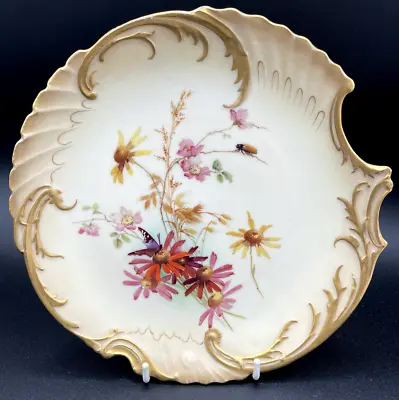£34 • Buy Antique Royal Worcester Blush Ivory Dessert Plate Shape No. 1427 Wild Flowers