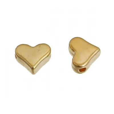 £1.30 • Buy ❤ 40 X Bright GOLD Plated HEART SPACER BEADS 7mm X 6mm Jewellery Making UK ❤