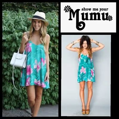 SMALL Women SHOW ME YOUR MUMU Hawaiian Floral Spaghetti Strap Short Dress • $24