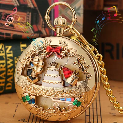 Classic Musical Pocket Watch With Filp Chain Unique Japan Movement Birthday Gift • $18.95