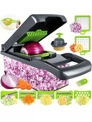 Vegetable Chopper Dicer Slicer 15-in-1 Salad Fruit Mandolin Food Cutter Peeler • £9.49