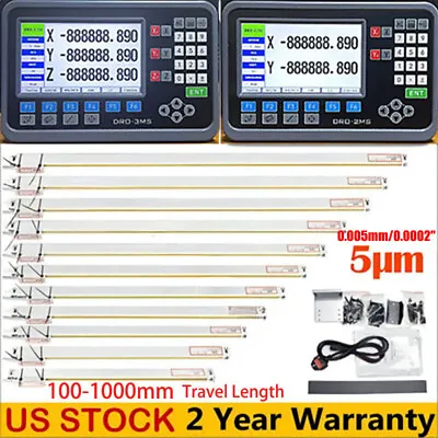 Precision 5μm Linear Scale DRO 2/3 Axis Digital Readout Glass Encoder Lathe Mill • $56.94