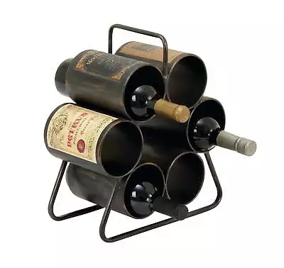 12  X 14  Black Metal 6 Bottles Wine Rack 1-Piece • $22.31