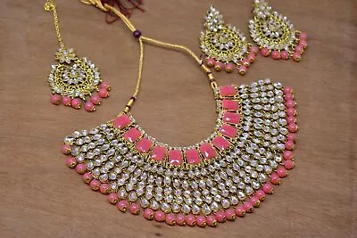 $45.86 • Buy Indian Bollywood GoldPlated Kundan Choker Bridal Necklace Earrings Jewelry Set*