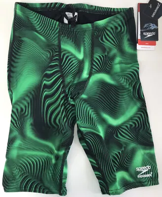 NWT Speedo Men's 30 Fusion Vibe Swim Jammers Endurance+ Green Black New • $19.99