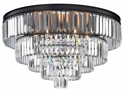 Restoration Hardware Style Solid Crystal Flush Mount Odeon Chandelier $1800 • $1493