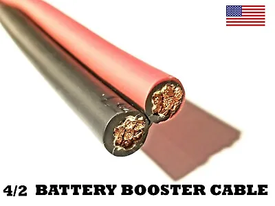 Battery Booster Jumper Cable Twin Wires Flexible Pure Copper 4 Gauge AWG Size • $3.84