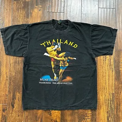 Muay Thai Thailand Boxing Box Vintage T Shirt Y2K Rap Tee Graphic Grunge Nirvana • $36