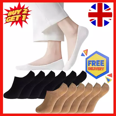 Mens Womens Invisible Trainer No Show Socks Low Cut Liner Footsies Cotton Socks • £3.75