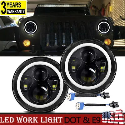 Fit For Military Humvee Headlights LED M998 Pair Head Light  Hi-Low 75W 7  Round • $48.13