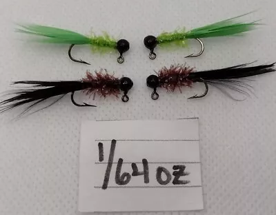 4 Pack 1/64 Oz Hand Tied Sparkle Micro Jigs Steelhead Trout Panfish Crappie Bass • $5