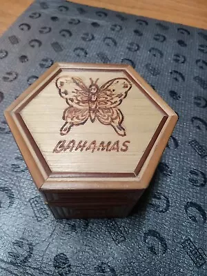 Bahamas Bamboo Trinket Box With A Butterfly Almost 3x3x2 • $8.99