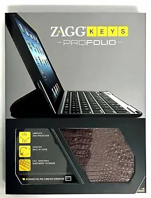 $14.50 • Buy NEW Zagg Keys Pro Folio Apple IPad 4th 3rd 2nd Gen ALLIGATOR BROWN Case Keyboard