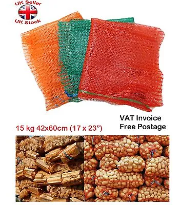 1x(sample) Net RASCHEL BAGS Sacks Vegetables Logs Kindling Wood Log Mesh15kg • £1.17