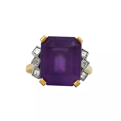 Vintage Amethyst Diamond Cocktail Ring ~11.85cttw 18k Gold Platinum Size 6.25 • $133