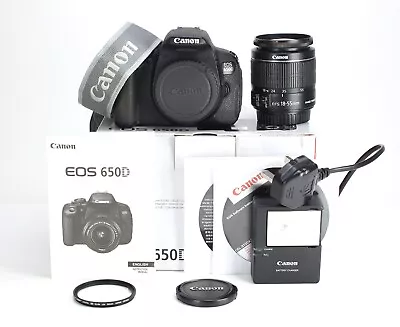 Canon EOS 650D DSLR Camera & EF-S 18-55mm IS II Lens Kit Battery & Charger Boxed • £199.99