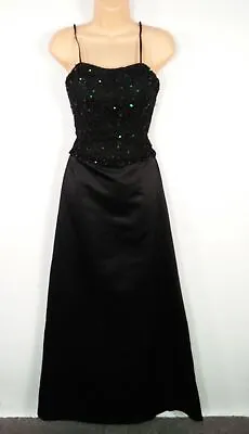 Womens Romantica Uk 4/6 Black Beaded Embroidered Party Prom Occasion Maxi Dress • $9.46