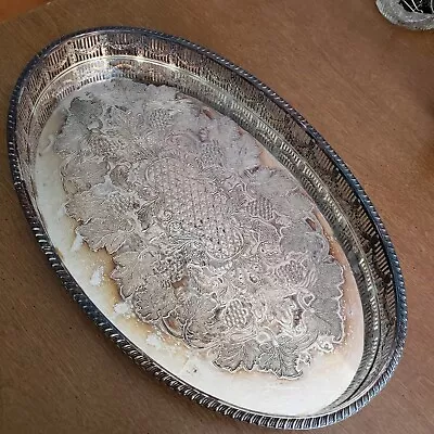 Vintage Silver Plate Serving Platter Oval - Cavendish - Sheffield Eng E.P Copper • $32