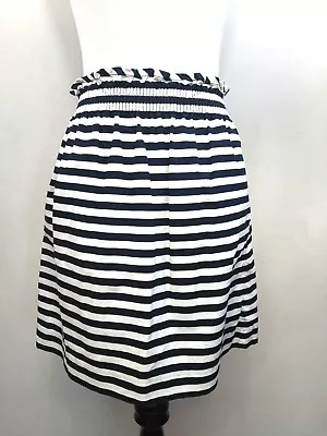 J. Crew Women's Skirt City Mini Ripstop Cotton Blue White Stripe Pockets Size 0 • $17.98