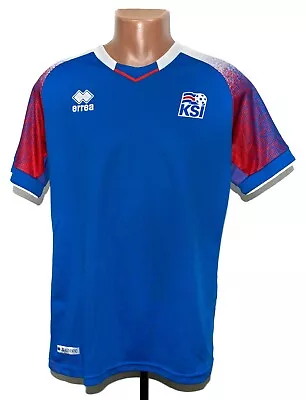 Iceland National Team 2018/2020 Home Football Shirt Jersey Errea Size L Adult • £47.99