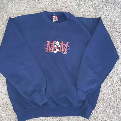 Vintage Mickey Mouse Mom Sweatshirt Large Blue Mickey Unlimited Made In USA • $20