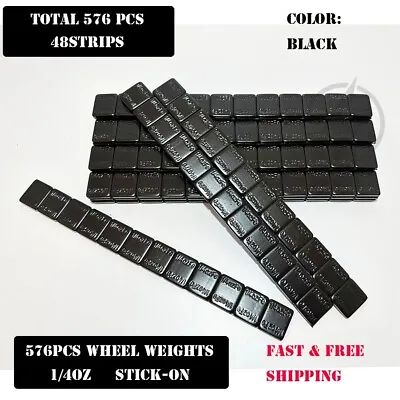 1 Box 1/4 Oz Black Wheel Weights Stick-on Adhesive Tape 9 Lbs Lead-free 576 Pcs • $26.99