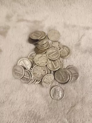 One Mercury Dime Roll (50 Coins) 90% Silver (1934-45)  Charlie • $130
