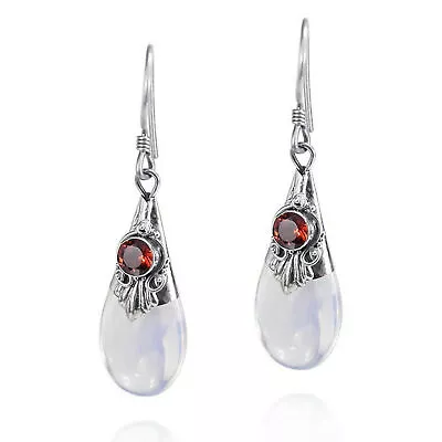 925Silver Teardrop Moonstone Drop Dangle Hook Earrings Wedding Jewelry • $7.98