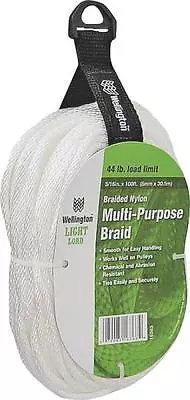 NEW WELLINGTON 1636 3/16 X 100' ROLL WHITE SOLID BRAIDED NYLON ROPE 6151039 • $9.19