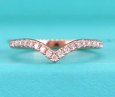 $2800 Tiffany & Co Soleste .17ct Pave Diamond V Shape Wedding Band Ring Size 6 • $1850