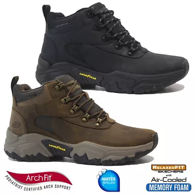£64.95 • Buy Mens Skechers Leather Boots Memory Foam Casual Walking Hiking Ankle Shoes Size