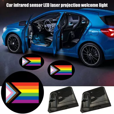 2x LGBT Rainbow Flag Logo Car Door Infrared LED Projection Welcome Light For GM • $17.10