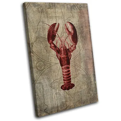 Lobster Nautical Bathroom Vintage SINGLE CANVAS WALL ART Picture Print • £19.99