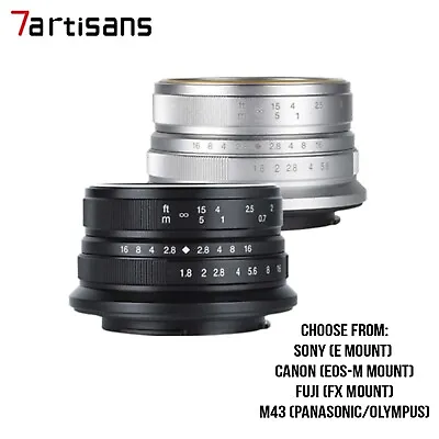 7artisans 25mm F1.8 Manual Focus Prime Lens For E/FX/EOS-M/Micro 4/3 Mounts • £58.80