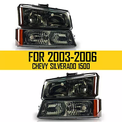 Pair For 03-06 Chevrolet SIlverado 2500 2500HD Black Housing Headlights Assembly • $74.99