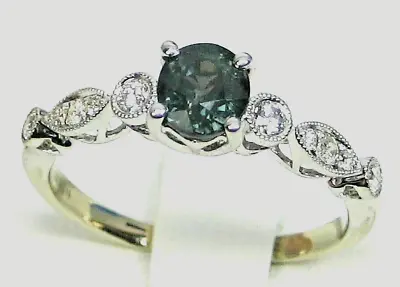 Green Sapphire Ring 14K White Gold Natural Ceylon MADE In USA 20yrs EBay Seller • £816.32