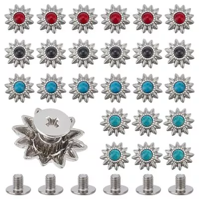 24 Sets Sunflower Decoration Rivets Studs 4 Colors 13mm Vintage Conchos Nailhead • $18.01