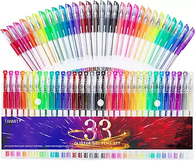 Glitter Gel Pens 33 Colors Neon Glitter Pens Set Gel Art Markers With 40% More  • $9.56