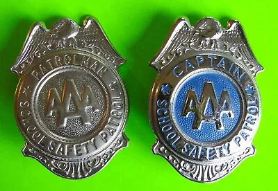 Lot 2 Vintage AAA School Safety Patrol Badges CAPTAIN  & PATROLMAN 1930s-1960s • $75