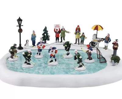 LEMAX Hockey In The Park Holiday Village Skating Pond Animated  Musical- RETIRED • $98