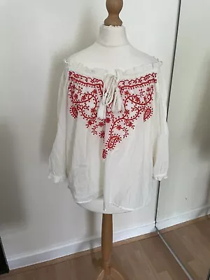 Ladies Vera Moda Organic Cotton Ivory Blouse Top Size Medium • $7.57