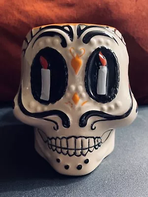 Day Of The Dead Sugar Halloween Ceramic Skull 4” Diameter 5” Height !! • $15