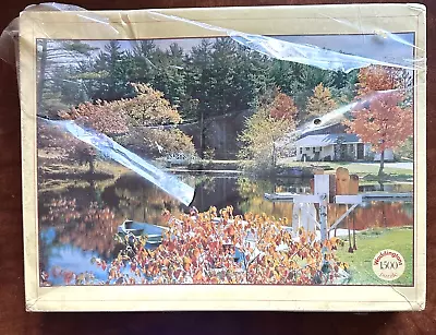 NEW HTF VINTAGE 1982 New Hampshire U.S.A. 1500 Pc Puzzle Cellophane Ripped Lake • $69.96